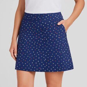 IZOD Golf Skirt Women’s 14 Navy Dot Print Pockets Side Zip Lined Pre-Owned